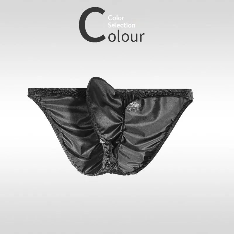 Narrow-sided low waist men's briefs in black with stretch nylon and elastane crotch panel
