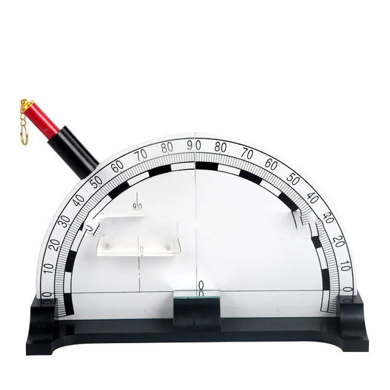 Iron plate optical physics teaching instrument with laser pen on a classroom table
