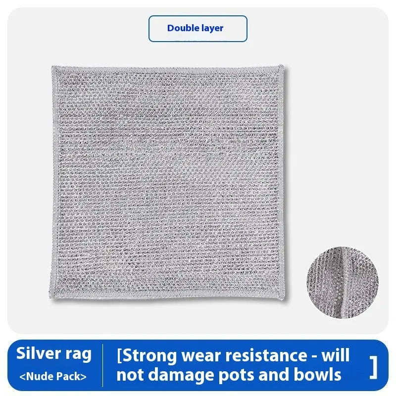 Silver wire microfibre kitchen cleaning cloth for pots and bowls in 20cm or 25cm sizes