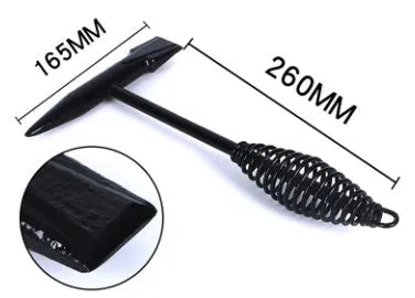 Electric welding slag removal hammer with spring handle and high carbon steel head.