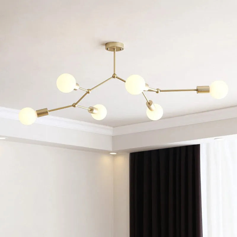 Iron chandelier ceiling lamp with Nordic design for bedroom or living room