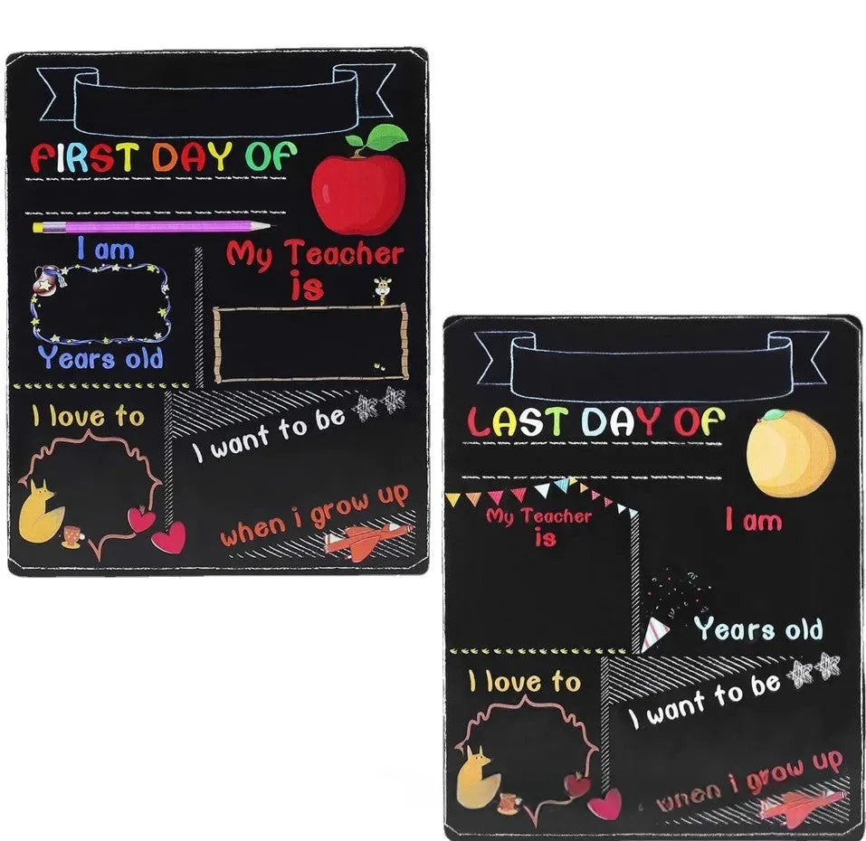 Wooden first day of school blackboard ornament with density plate construction