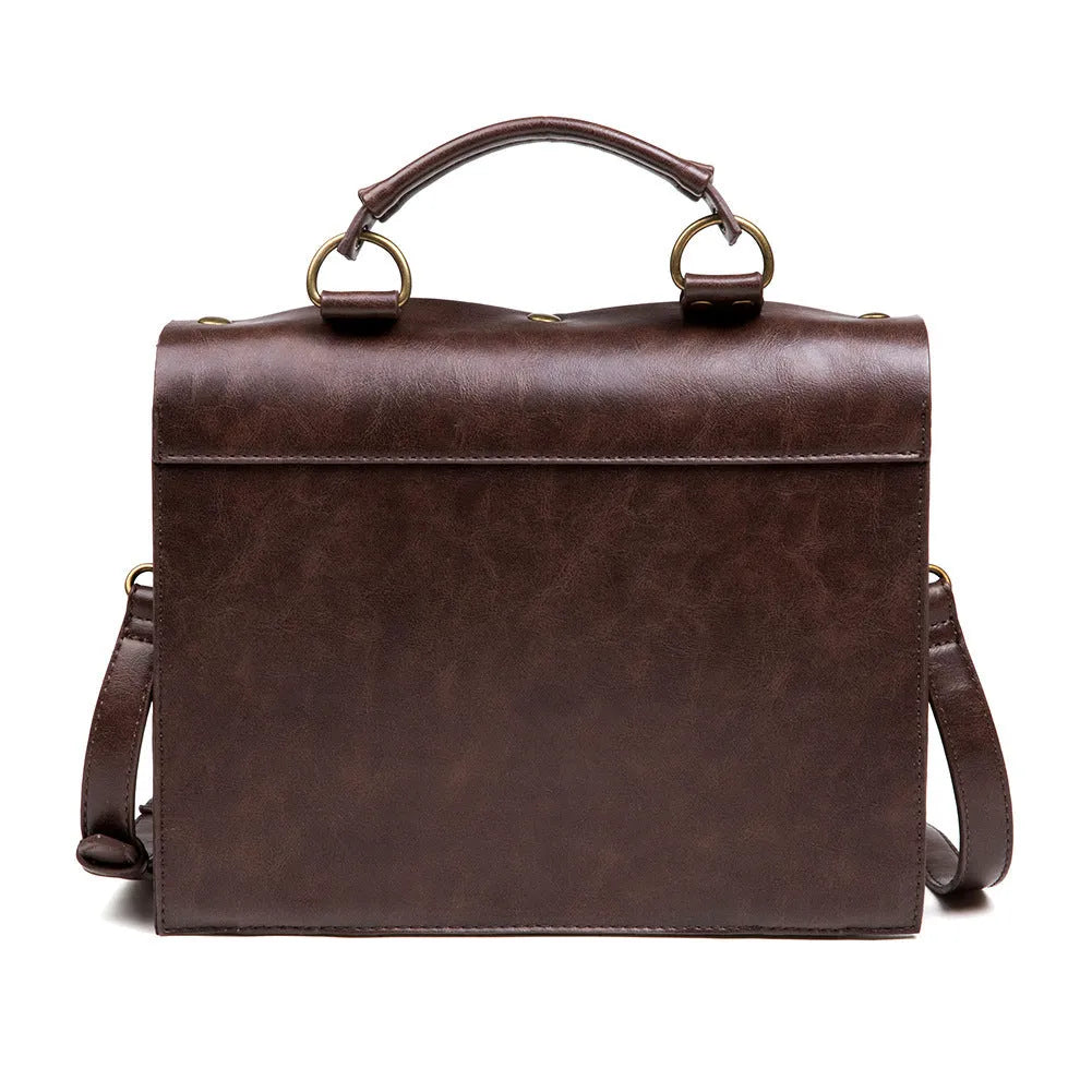 Bronze steampunk industrial retro shoulder bag with metal hardware 25x21x9cm