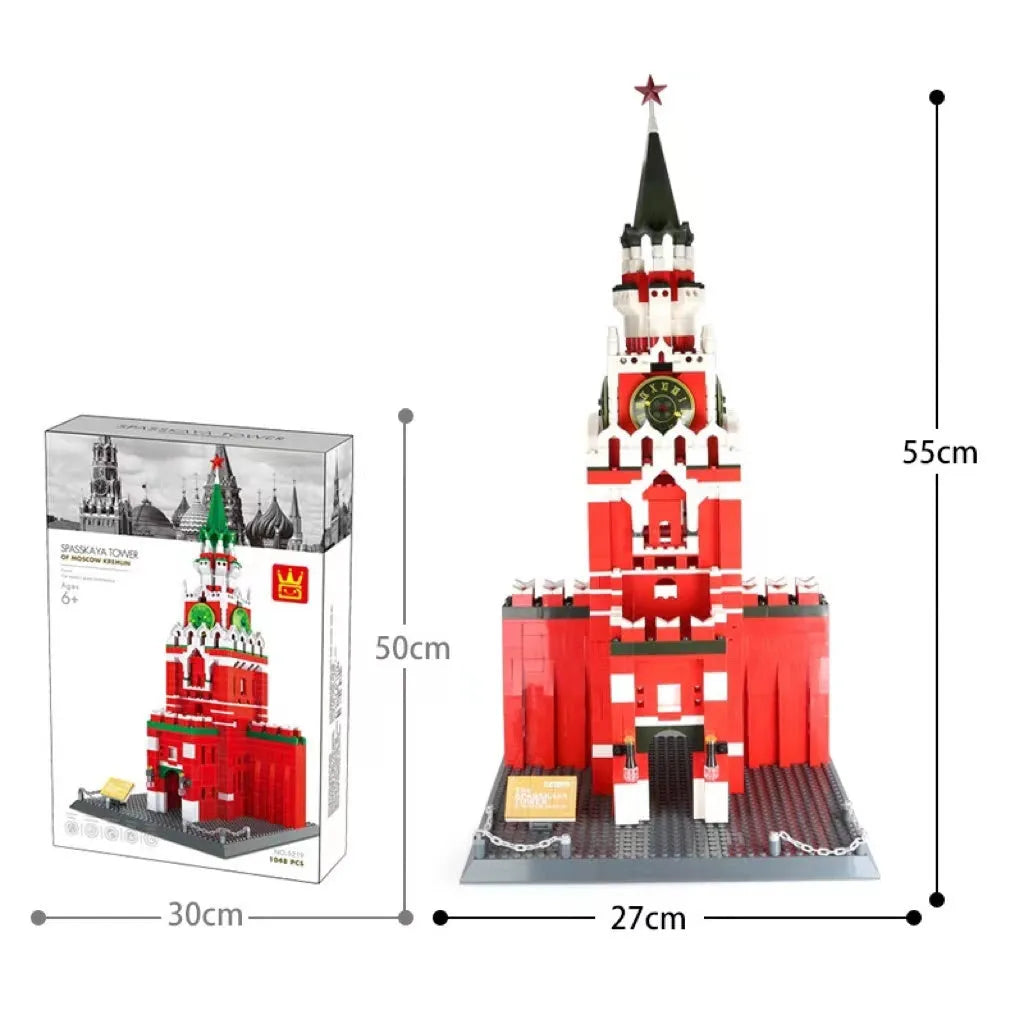 Wange building block street view set with landmark pieces including Eiffel Tower and Big Ben