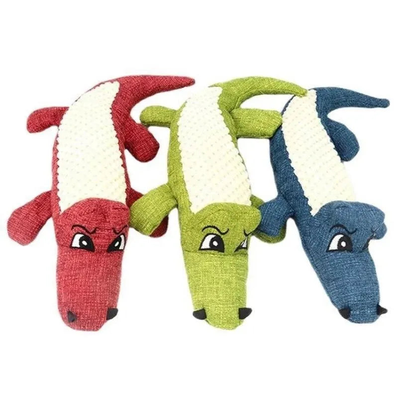 Pet plush toy with corn grid texture and biting sound feature in blue, green, or red colours for cats and dogs