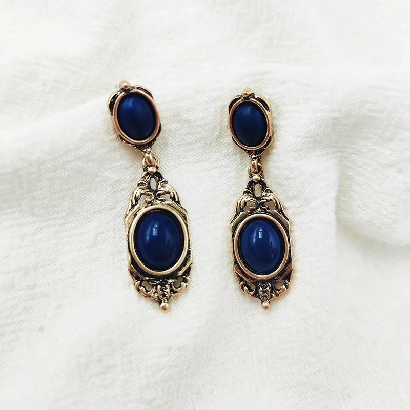 Chinese style alloy earring with electroplated finish, silver needle option, round shape