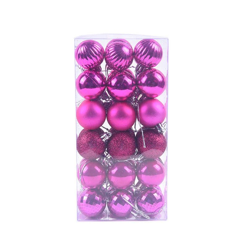 36 assorted Christmas balls in a whole box, each 4cm diameter, multicolour