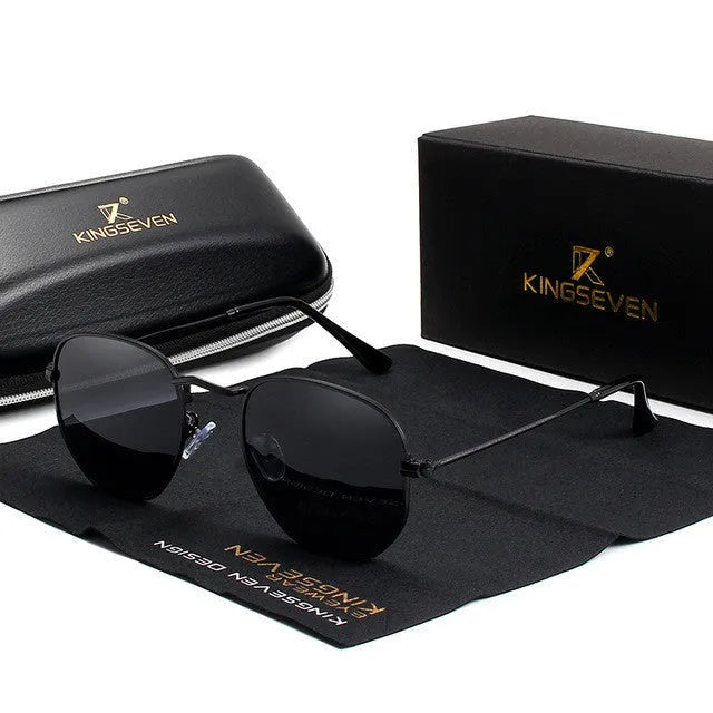 Men's classic round sunglasses in retro design available in six colour options including black, blue and silver