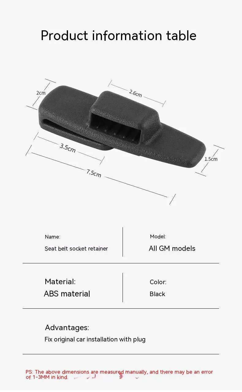 Black ABS plastic car seat belt clip stopper for universal vehicle buckle adjustment