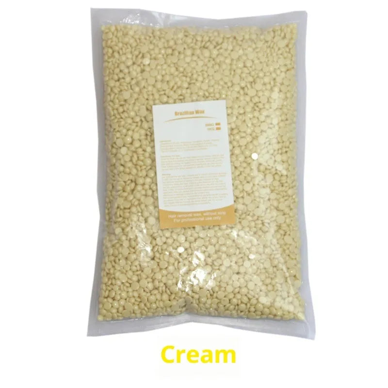 500g solid hard wax granules in a box for paper-free full body hair removal, available in multiple colours