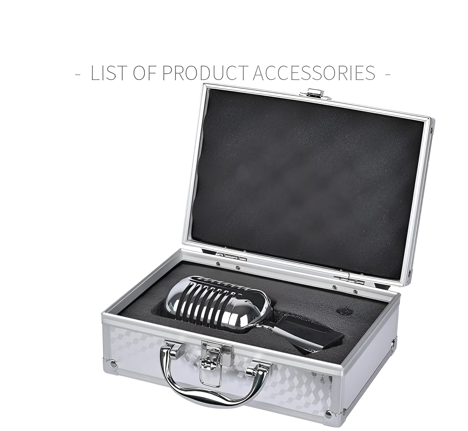 Retro metal wired microphone in black or silver with cardioid pickup pattern