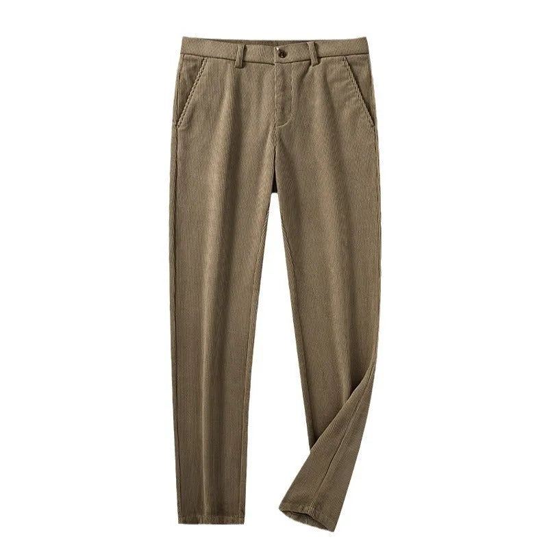 British retro striped trousers in chemical fibre blend with straight leg cut