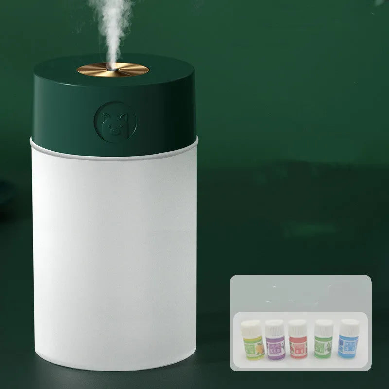 White bear edition dual-jet USB humidifier with 1.2L tank on a wooden desk