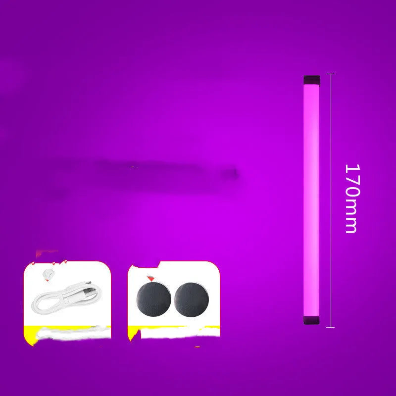Rechargeable LED tube light stick in blue and purple colours with dimmable RGB lighting