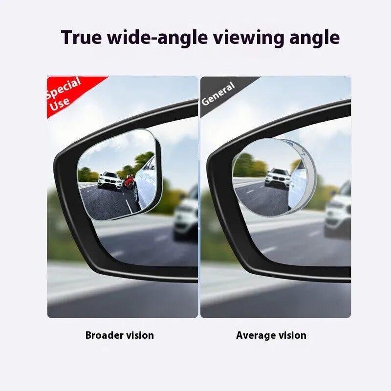 Small round frameless glass rearview mirror for general vehicle fit, one pair pack