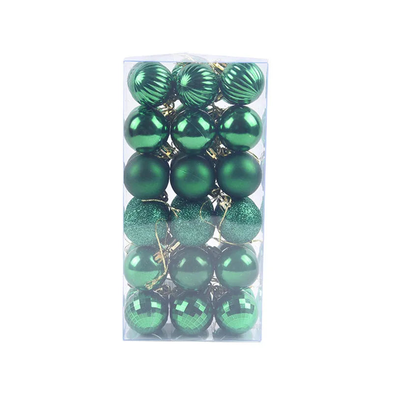 36 assorted Christmas balls in a whole box, each 4cm diameter, multicolour