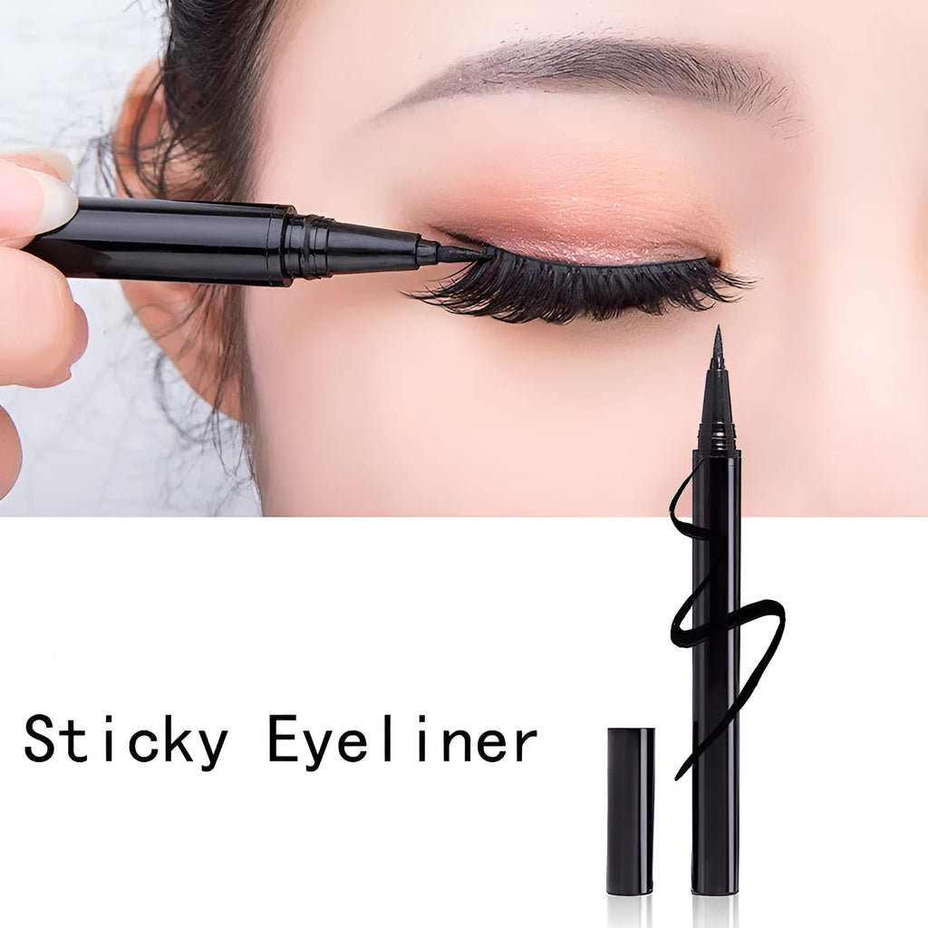 Black self-adhesive eyeliner pen with built-in lash glue for false eyelash application