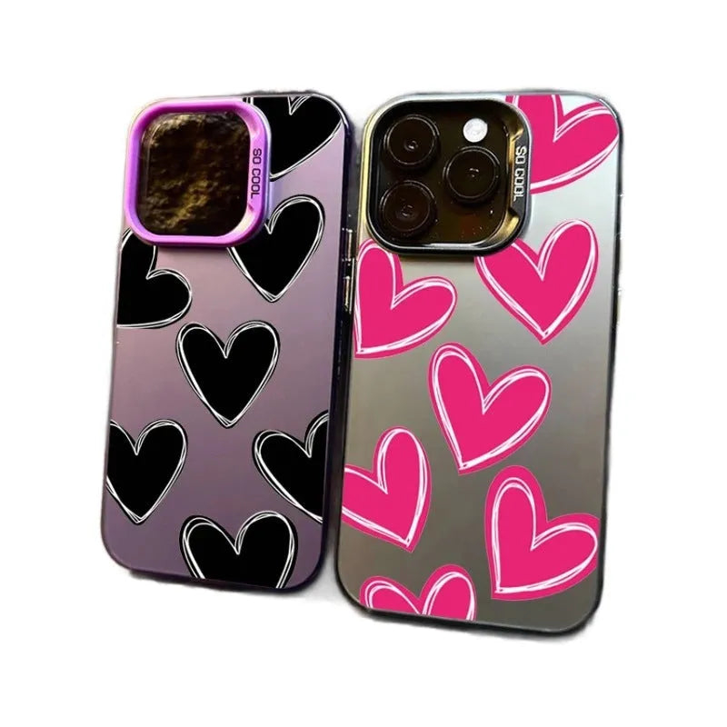 Heart mobile phone shell PC laser anti-wear anti-fall case for Apple iPhone in gray white green purple