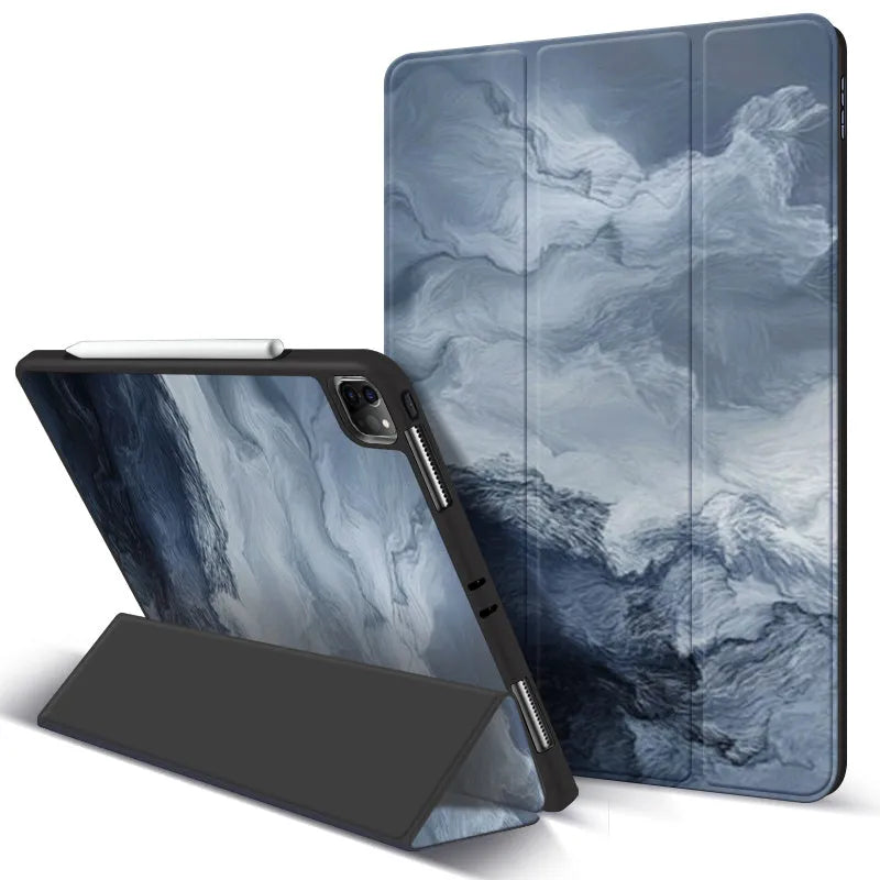 iPad Pro anti-drop protective case with magnetic pen slot and adjustable stand in simple style