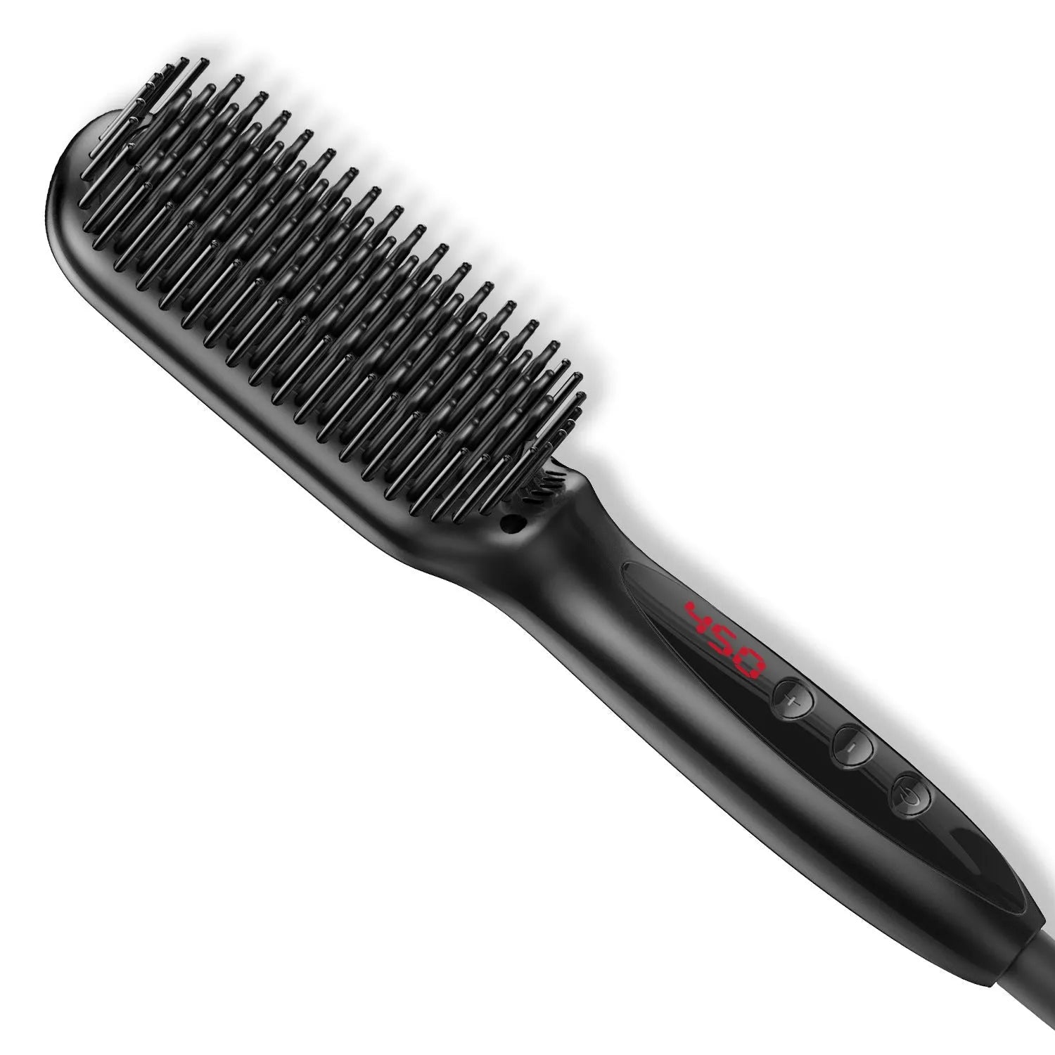 Black beard straightener with tourmaline ceramic heat conductor and temperature control display