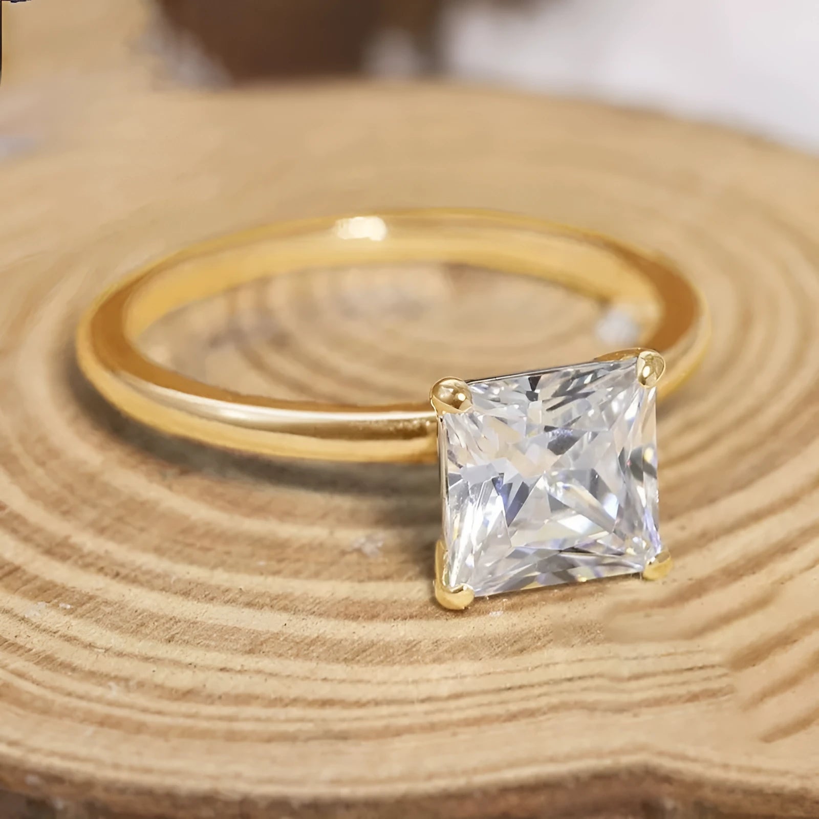 Simple geometric 925 sterling silver ring for women in a choice of gold, rose gold, or silver finish.