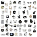 Black and white PVC waterproof stickers with coffee cup designs for laptop and phone decoration