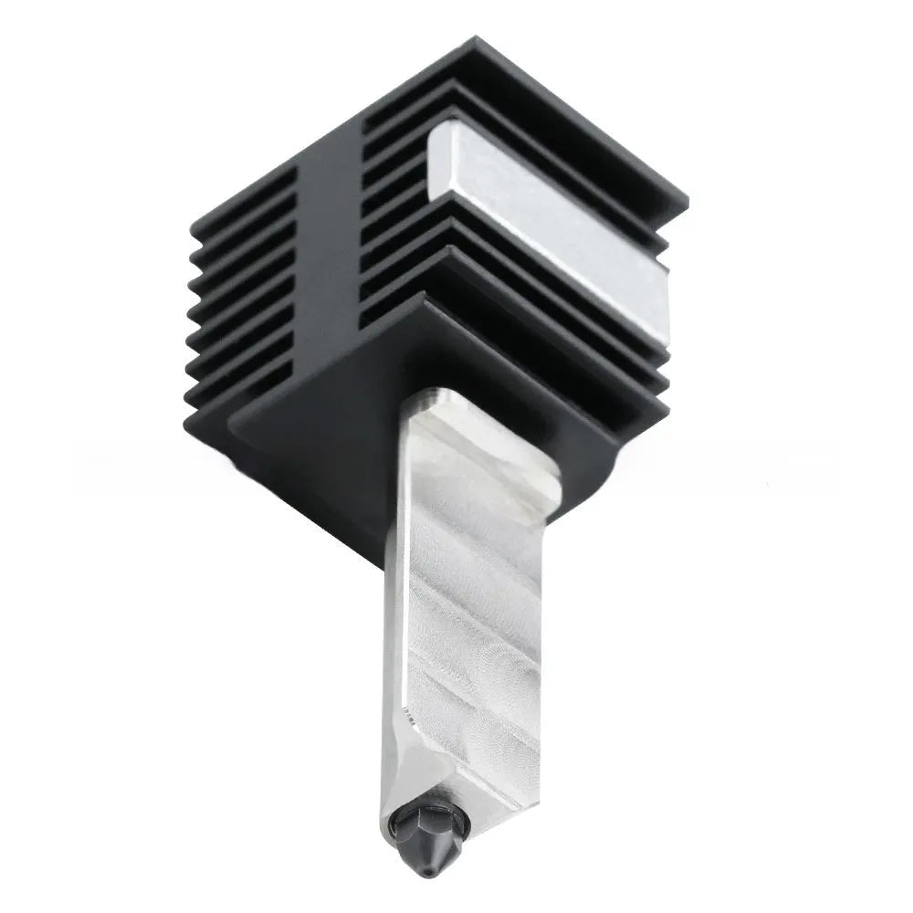 Bambu Lab A1 Mini 3D printer hot end assembly with hardened steel nozzle and black silicone sleeve