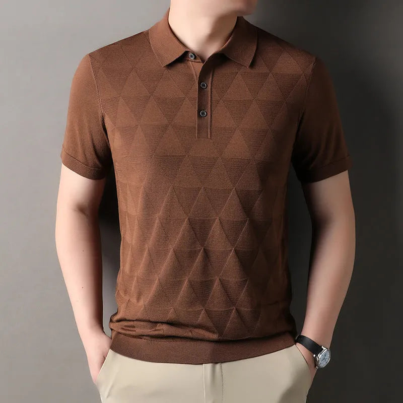 Men's thin ice silk short sleeve T-shirt in DX525 green colour showing regular fit