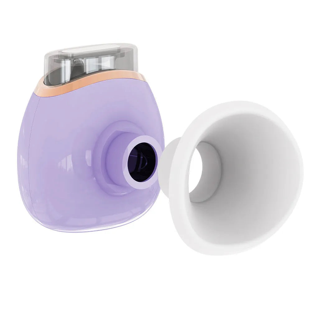 White or purple portable eye humidifier device with USB charging cable