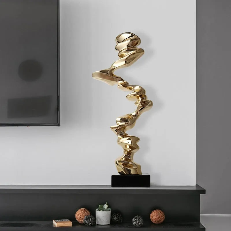 Natural resin abstract still life sculpture in minimalist design for modern decor