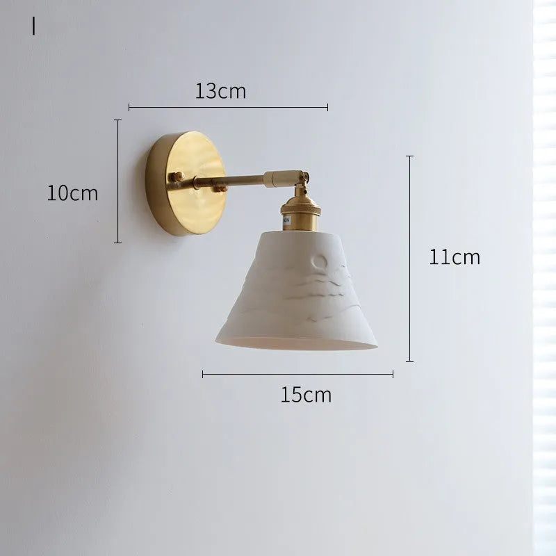 Nordic ceramic shade bedside reading lamp with copper iron body for study or bay window use