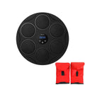 Black Bluetooth boxing target with coloured LED lights hanging on wall for fitness training
