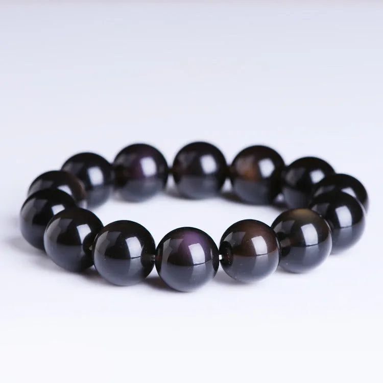Polished crystal Pi Xiu bracelet in ethnic geometric style on wrist