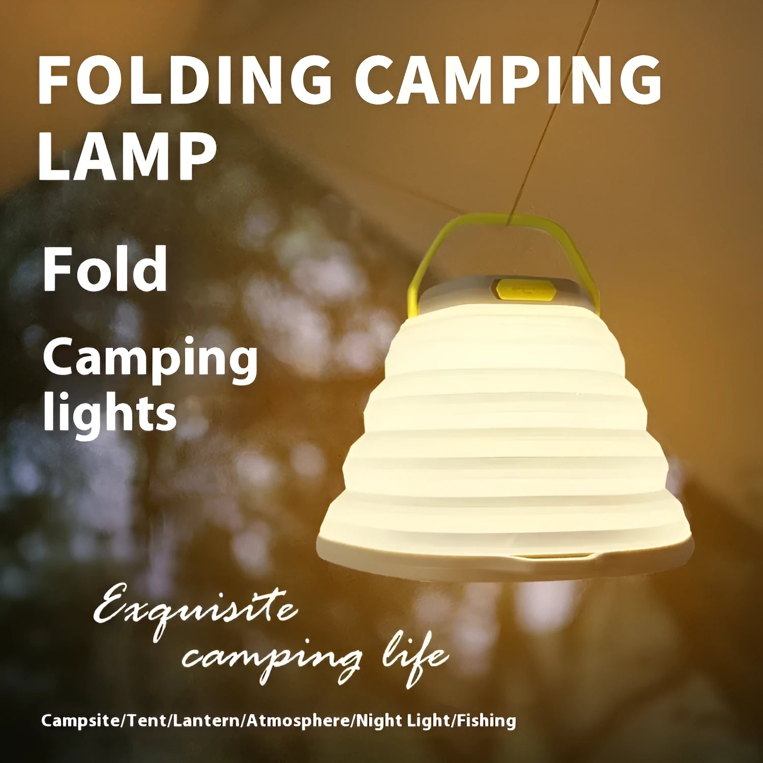 White rechargeable camping lamp with large capacity battery for tents and outdoor use