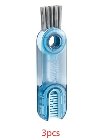Transparent 3-in-1 multi-functional crevice cleaning brush with spiral head and bevel corner, 11.4 cm long