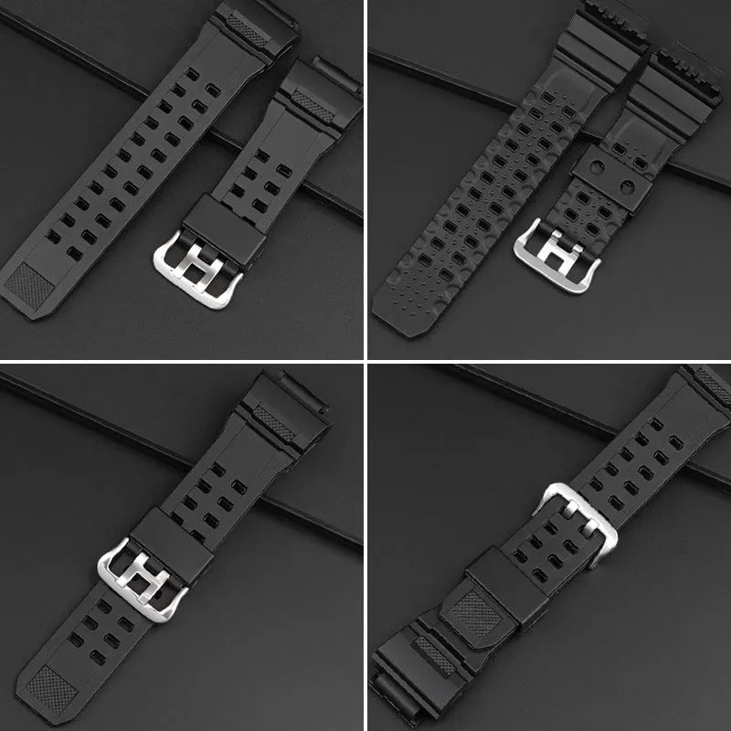 Camouflage pattern TPU watch strap with silver buckle measuring 12+7cm length