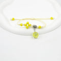 Hand-woven glass bracelet with 1.4cm beads containing real dried flowers in various colours