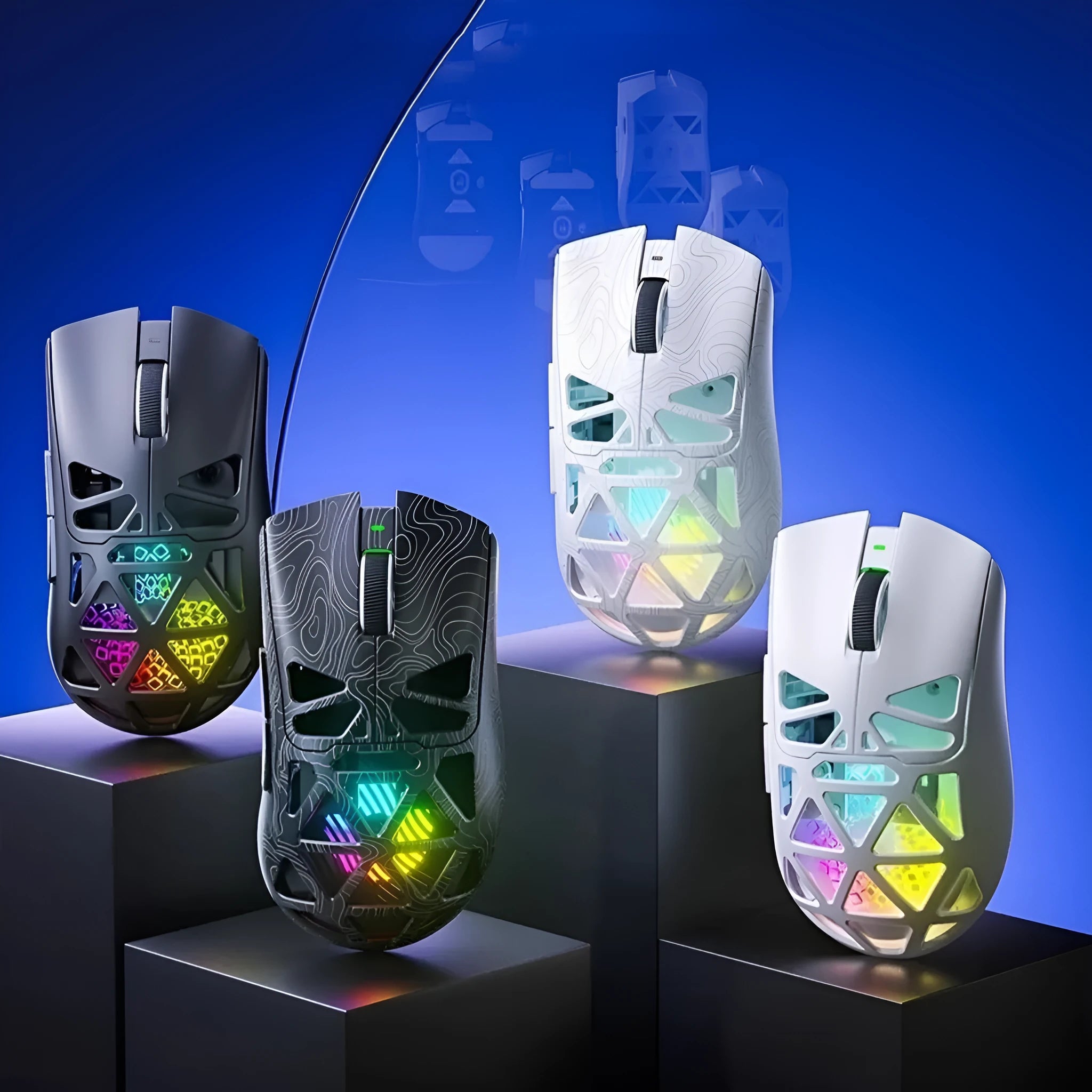 SC620 wireless three-mode mouse with hollowed shell, 122x64x40mm, in black with contour line detail