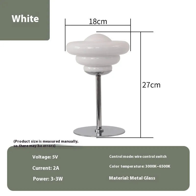 Mid-ancient conch table lamp with metal holder in cream colour, bedside or desk use