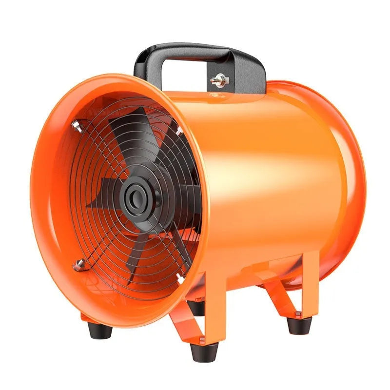 Industrial axial flow fan with 8-inch titanium steel blades and 5-metre ducting for workshop ventilation