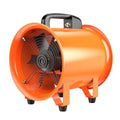Industrial axial flow fan with 8-inch titanium steel blades and 5-metre ducting for workshop ventilation