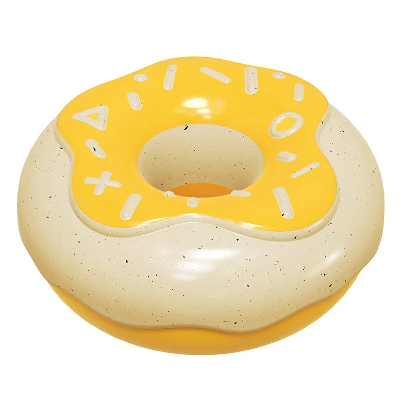 TPR donut dog toy in pink colour with textured surface for molar teeth cleaning
