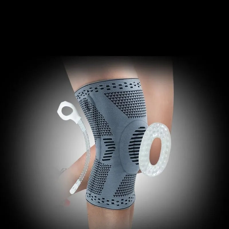 Knee patella protector brace with silicone cushion and side springs in spandex material for basketball and running