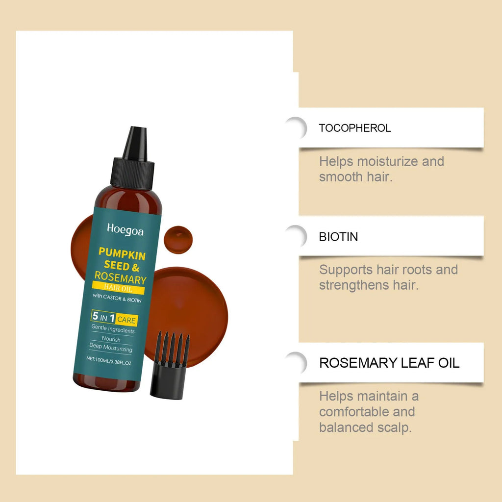 Rosemary hair essential oil 100ml bottle with pointed applicator and hair comb kit