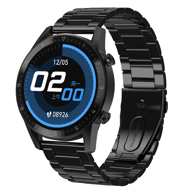 Multifunctional sports watch with 1.3-inch touchscreen and genuine leather strap