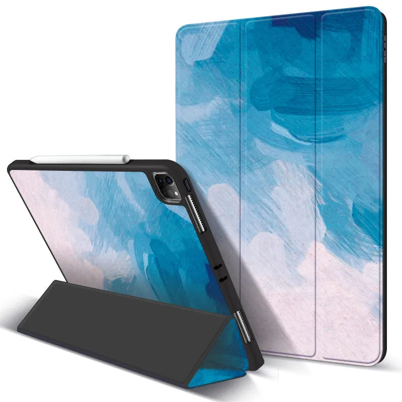 iPad Pro anti-drop protective case with magnetic pen slot and adjustable stand in simple style