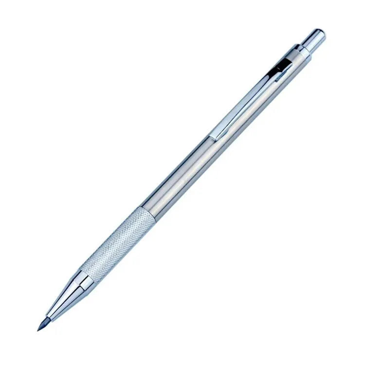 Metal automatic mechanical pencil compatible with five sizes of 2B lead refills.