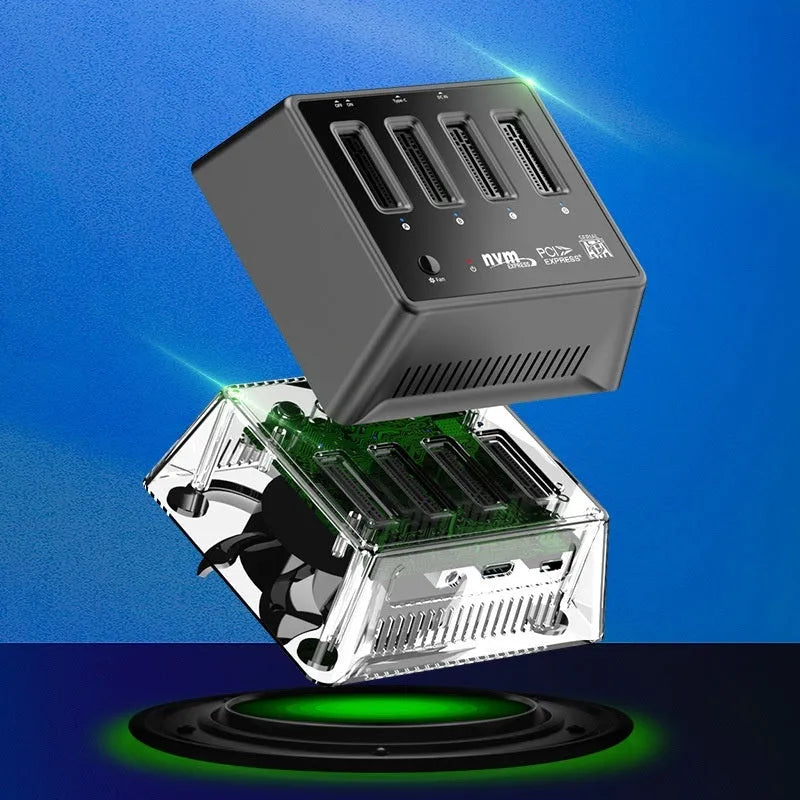 Aluminium M.2 Dual Protocol Solid State Drive Base with dimensions 90mm by 78mm.