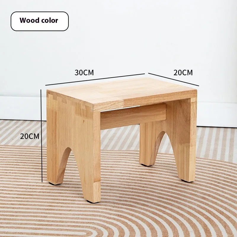Distressed wood changing stool with bracket structure for living room shoe changing
