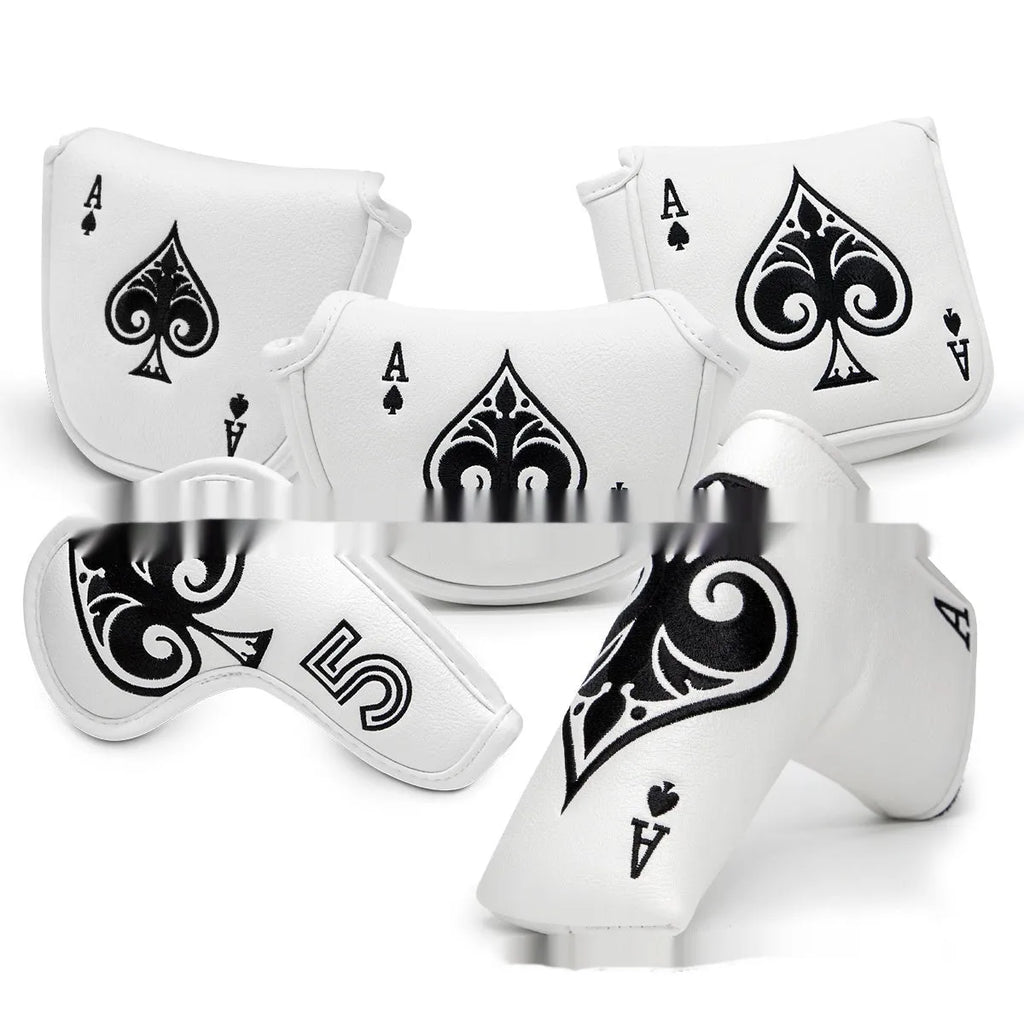 Flexible PU golf putter sleeve for head and shaft protection in one of three colours